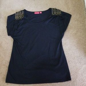ELLE Black Scoop Neck Tee